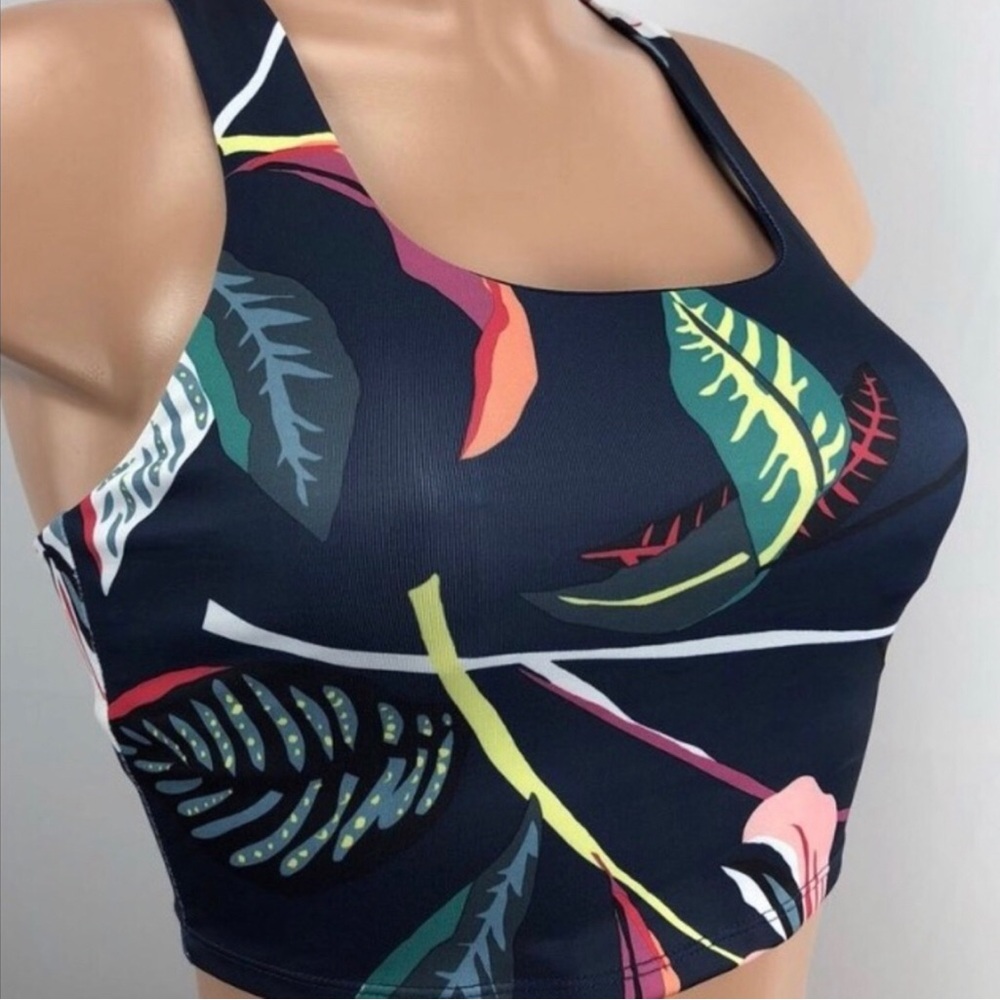 JoyLab Tropical Print Longline Sports Bra | Size Small